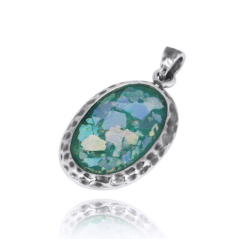 Classic Elegant Roman Oval Roman Glass Pendant
